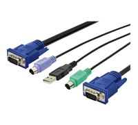 Câble KVM DIGITUS D-Sub15 -> 2xPS/2+USB+D-Sub15 mâle/mâle 3.00m