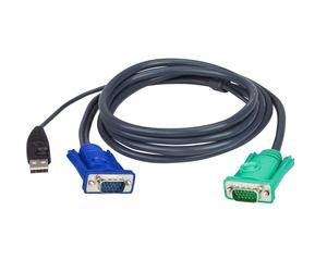 Câble KVM USB Aten 5 m, connecteurs PC : HDB et USB, console : 3 en 1 SPHD (clav