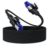 Câble LAN 10M,câble réseau Cat8 10M,Ethernet Câble patch Gigabit 40Gbps 2000MHz Câble patch S/FTP Câble réseau tressé nylon avec connecteur RJ45 pour PC/PS5/Ordinateur portable/Routeur/Modem/Jeux/CAT7