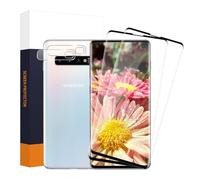 Cable Leader 2+2 pièces Verre Trempé pour Samsung Galaxy S10, bords incurvés en 3D, Bubble Free, Caméra Protecteur, Dureté 9H protection écran, Haute Sensibilité, Ultra HD Samsung S10 vitre protection