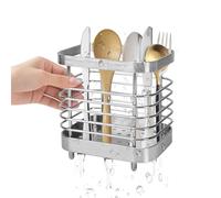 Cable Leader Egouttoir couvert en acier inoxydable - Égouttoir à couvert - Porte Couverts - Egouttoir couverts cuisine- Égouttoir pour cuillères, fourchettes et brosses à dents (1 pièce argent)