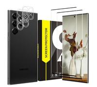 Cable Leader Verre trempé pour Samsung Galaxy S23 Ultra 5G, 2+2 Pack Dureté 9H Vitre Protection+Caméra Verre, Anti Rayures, Couverture 3D, 0,33mm Bubble Free, HD Sensibilité S23 Ultra Protection écran