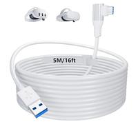 Câble liaison 16FT/5M Compatible avec les accessoires Meta Quest 3/Quest 2 Pro Pico 4 / Casque VR /Galaxy XR / PC jeu, Câble charge 90 degrés USB vers USB C avec transfert données PC à grande vitesse