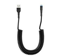 Câble Lightning enroulé Compatible Apple Carplay [Certifié Apple MFi] Chargeur iPhone rétractable avec synchronisation de données et LED, cordon de voiture court pour iPhone/Pad/Pod