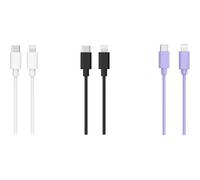 Essentielb - Câble Lightning Pack 3 Câbles Usb-C 1m Blanc/Noir/Mauve