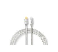 Nedis Câble Lightning CCTB39650AL20 – Lightning mâle vers USB‑C 24 broches mâle, 2 m, aluminium