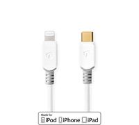 Câble Lightning | USB 2.0 | Apple Lightning, 8 broches | USB-C™ mâle | 480 Mbps | Plaqué or | 2,00 m | Rond | PVC | Blanc | Boîte avec fenêtre