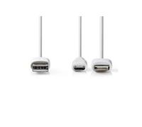 - Câble Lightning - USB mâle pour Micro-USB de type B, Lightning mâle - 1 m - blanc - rond