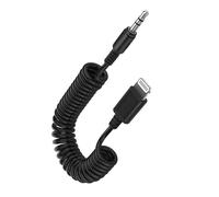 Câble Lightning vers Jack 3.5mm Mâle Son de Qualité Cordon spiralé 1m Noir