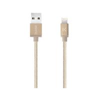 Câble Lightning vers USB tressé métallisé certifié MFi Apple Charge/Sync (1M), Or