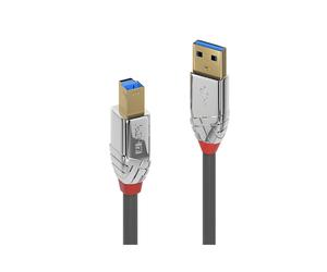 Câble Lindy 36662 USB 3.2 Gen 1 Type A vers B 2m Gris, Connecteurs plaqués or, Conducteurs cuivre, Débit 5Gbit/s, AWG 24/28, RoHS, REACH, UL