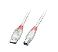 Câble Lindy 41755 USB 2.0 A vers B, 5m, Transparent - Connecteurs Mâles Droits, Débit 480 Mbit/s, AWG 28/26