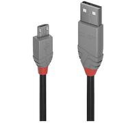 Lindy Câble USB Anthra Line 36735 – USB 2.0 USB-A vers Micro‑B 5 m noir/gris