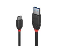 Câble Lindy USB 3.2 Gen 1 Type A vers C, 1m, Noir, Blindé, Conducteurs Cuivre Étamé, Connecteurs Nickel Plaqué Or, Débit 10 Gbit/s, AWG 26/30/30