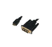 Câble LogiLink CHM002 Mini-HDMI vers DVI-D Mâle/Mâle 1m Noir - Contacts plaqués or, conforme RoHS, Code SH 84733080