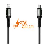 Câble Long 2m USB-C vers Lightning® FORCELL C259 - 27W Charge Rapide Power Delivery - Structure Alu & Tresse pour Durabilité Accrue
