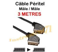 CABLE LONGUEUR 3 METRES PERITEL MALE 21 BROCHES VERS PERITEL 21 BROCHES TOTALEMENT CABLE