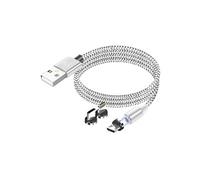 Câble Magnétique 3-en-1 USB-C / Lightning / Micro-USB vers USB-A 1m Argent