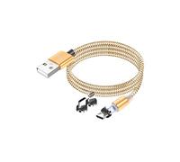 Câble Magnétique 3-en-1 USB-C / Lightning / Micro-USB vers USB-A 1m Dorée