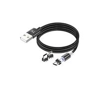 Câble Magnétique 3-en-1 USB-C / Lightning / Micro-USB vers USB-A 1m Noir