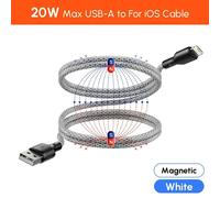 Câble Magnétique En Nylon 100w 27w,Charge Rapide Pd Usb C Vers Ios Pour Iphone 15 14 13 12 Pro Max Samsung S23 S22 Type C Aimant Enroulé.20w White Usb To Ios.1,5m