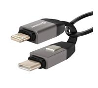 Câble Magnétique iPhone Lightning / USB-C Porte-clés Compact 9.7cm Gris