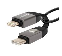 Câble Magnétique iPhone Lightning / USB-C Porte-clés Compact 9.7cm Swissten Gris