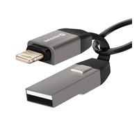 Câble Magnétique iPhone Lightning / USB Porte-clés Compact 9.7cm Swissten Gris