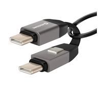 Câble Magnétique USB-C / USB-C Format Porte-clés Compact 9.7cm Swissten Gris
