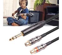 Câble mâle vers 2RCA femelle 6.35mm, connecteurs plaqués or 24k, cordon adaptateur de 1/4 pouces pour Performances en Studio/Live