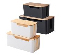Cable Management Box, 2X, Conceal Cords, Cable Cutouts, Wire Management, | Wood Lid For Home Decoration, Living Room, Office, Power Strips, Tv Wires, Data Cables, Computer Routers