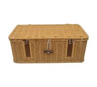 Cable Management Box, Handwoven Wire Organizer, Decorative Woven Storage, 4 Open Slots, Imitation Rattan Cord Holder for Power Strip and Wires, TV, Computer, Desk Setup, 12.99x5.91x5.12 Inches