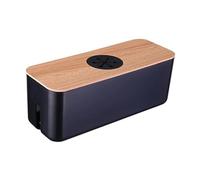 Cable Management Box Storage Protect Cables Charger Socket Organizer Large Capacity with Lid for Home Office(Black,L)