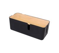 Cable Management Box with Bamboo Lid Small Cable Organizer Box for Extension Cord Power Stripe Surg