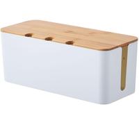 Cable Management Box With Lid: Cable Organiser Box - Storage Box For Power Strip, Tidy Workplace For Cables/Power Strips, 2 Sizes (M-White)