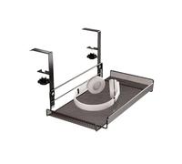 Cable Management Bureau Plateau de gestion des câbles sous le bureau, avec support rangement, sans perforation, adapté à l'organisation du domicile, multifonction(Adjustable-L-black)