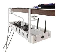 Cable Management Bureau, Rangement Cable, Support Cable Bureau sans Perçage, Organisateur De Cable Convient Aux Tables Dont L'Épaisseur du Plateau Est Comprise Entre 2 et 4,5 Cm, Métal, Noir