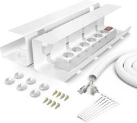 Cable Management Office,Large Capacity Cover,Easy to Assemble Storage with 6 x Cable Holders/6 x Magic Adhesive Cables/1 x 100 cm Cable Hose (2 Pieces,White)