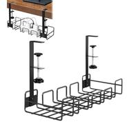 Cable Management, Rangement Cable Bureau, Cable Management Bureau, Sans Perçage, Chemin de câbles en Treillis méTallique avec Pince, pour La Gestion des Câbles et des Multiprises, Bureau et Maison