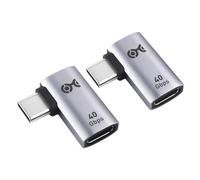 Cable Matters 2-Pack 40Gbps Flat Right Angle USB C Adapter avec 240W PD (Adaptateur USB C 90 degrés) en Noir - Port Thunderbolt 4, USB4, Thunderbolt 3 Compatible avec iPad Pro, iPhone 15, Steam Deck