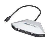 Cable Matters Adaptateur USB-C MST Quad Display 4K HDMI, 140 W | 1x DisplayPort 2.1, 1x HDMI 2.1, 2X double-Function HDMI/DisplayPort Ports, USB4, Thunderbolt 4/5 compatible