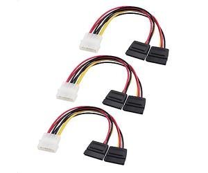 Cable Matters Câble Adaptateur en Y Molex vers SATA d'alimentation Double à 4 Broches de Ensemble 3 Pièces - 15cm