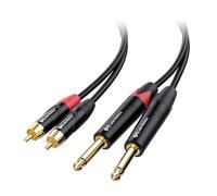 Cable Matters Câble Double TS vers Double RCA, Câble TRS 6,35 mm 6,35mm | Câble de connexion audio stéréo, jack 6,35 mm vers 2x RCA, appareils audio