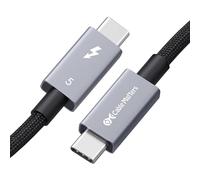 Cable Matters [Certifié Intel] Câble Thunderbolt 5 80Gbit/s, 0,5m, Noir | [Tressé, double 8K / 4K@540Hz vidéo, 240W charge, jusqu’à vers 120Gbit/s transfert de données], noir, TB 4/3, USB4 et USB-C