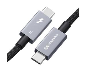Cable Matters [Certifié Intel] Câble tressé Thunderbolt 5 80Gbps avec jusqu'à 120Gbps de bande passante et 240W de charge en noir - 0,5m, compatible avec Thunderbolt 4/3, USB4, et USB-C