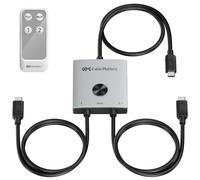 Cable Matters Commutateur KVM USB C 40 Gbit/s pour 2 ordinateurs portables | 8K @ 60 Hz/4K @ 240 Hz, PD 140 W, télécommande RF, câbles intégrés, partage USB-C, USB 4 ou Thunderbolt 4 ou moniteur ou
