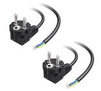 Cable Matters Lot de 2 Câbles d’Alimentation à Fiche Coudée, 2m, Noirs | 3-Conducteurs câble de raccordement 16A 250V, VDE et CE, Schuko mâle avec câble pour appareils de cuisine