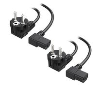 Cable Matters Lot de 2 câbles d'alimentation à 3 broches - 3 m, câble pour appareils froids coudé, type F (CEE 7/7) vers IEC C13 pour ordinateurs de bureau, téléviseurs, moniteurs et plus encore, noir