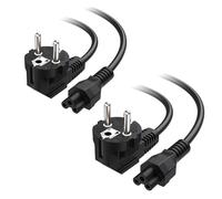 Cable Matters Lot de 2 Câbles d'alimentation à 3 Broches, Fiche, 2m, Noir | 3 Broches, connecteur coudé CEE 7/7, connecteur trèfle/Mickey Mouse pour ordinateur portable-alimentations et projecteurs