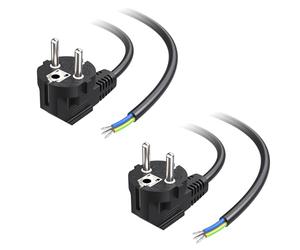 Cable Matters Lot de 2 câbles d'alimentation avec fiche à Angle Droit - 2 m, câble de raccordement à 3 Fils 16 A 250 V, VDE & CE, fiche Schuko avec câble pour appareils, Noir